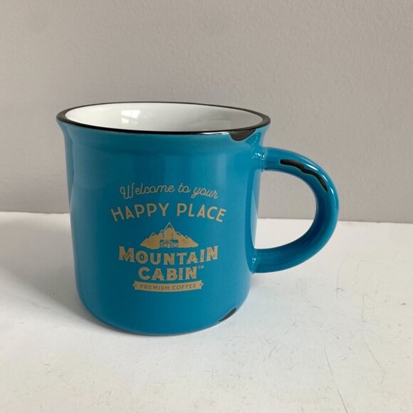 Mountain Cabin Coffee Happy Place Teal Ceramic Mug - Picture 2 of 7